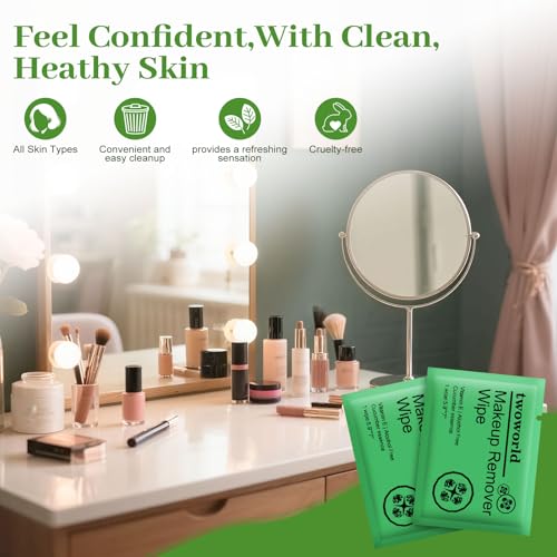 Travel Makeup Remover Wipes 100 Count with Cucumber Scent, Individually Wrapped