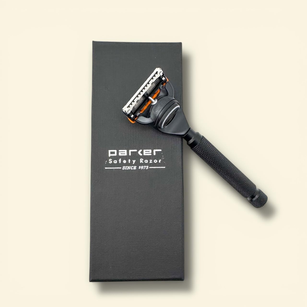 Parker 5-Blade Razor Handle Compatible with Gillette® Fusion® Cartridges – Weighted Metal Handle with Textured Grip for Smooth, Tug-Free Shaving | Luxury Men’s Gift | 1 Cartridge Included (BLACK)