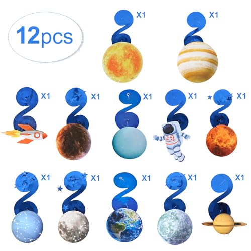 Solar System Hanging Swirls - 12 Outer Space Party Decorations