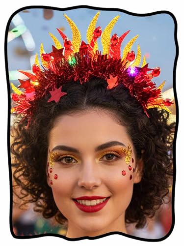 LED Flame Headband for Raves Halloween Festivals Fire Costume Accessories