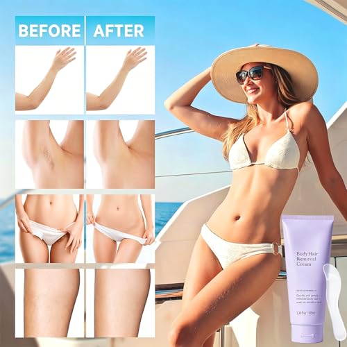 Snatched Hair Removal Cream for Older Women, Painless Depilatory Cream for Sensitive Skin, Gentle Body Hair Remover for Arms, Legs, Underarms, Bikini Area, Non-Irritating Smooth (3.38 Fl Oz)