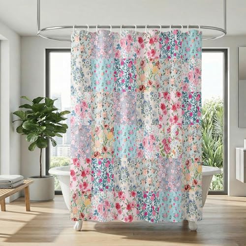 Floral Collage Shower Curtain - Waterproof 180x180cm Decor