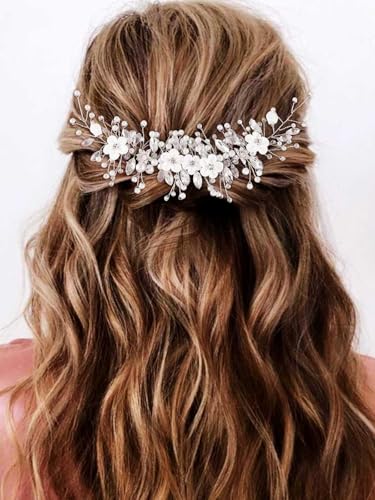 Bridal Wedding Hair Vine with Pearls and Rhinestones - Silver Headpiece for Brides
