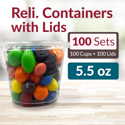 Reli. 5.5 oz Disposable Condiment Containers with Lids - 100 Sets