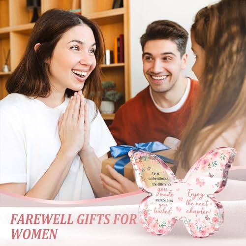 Butterfly Acrylic Farewell Gift Plaque for Coworkers - 5x3.8 Inches