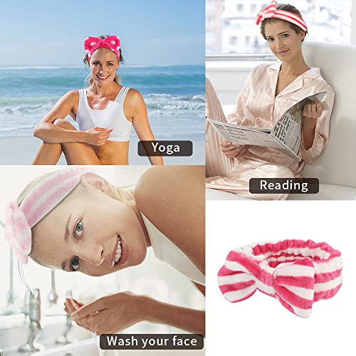 WHAVEL 6 Pack Pink Spa Headbands - Soft Microfiber Face & Hair Wraps for Makeup & Shower, Type 12