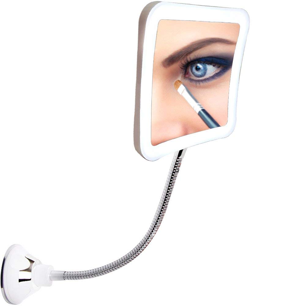 Makeup Mirror with LED Lights | 7X Magnification, Portable Cordless Design, Suction Cup & Flexible Gooseneck