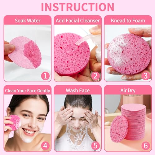 Derloyo 100-Count Natural Cellulose Compressed Facial Sponges