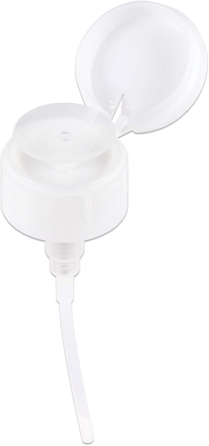 Clear Push Down Pump Dispenser Bottle - 7oz Refillable Flip Top Cap for Nail Polish & Travel Cosmetics