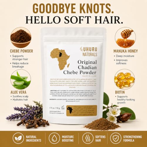 Uhuru Naturals Chadian Chebe Hair Powder 1.76 oz | Nourishing for Natural Hair