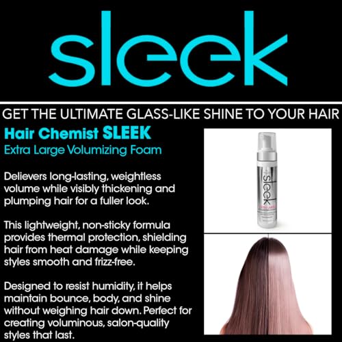 Hair Chemist SLEEK Extra Large Volumizing Foam - 8 oz Hair Mousse for Volume & Thermal Protection