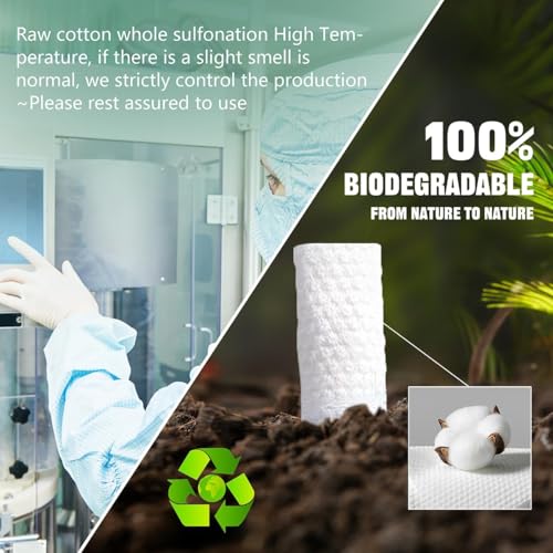 Vuacepe Biodegradable Disposable Face Towels - 100 Count Cotton