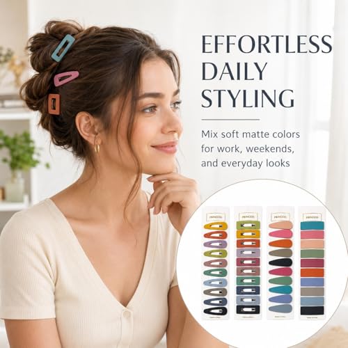 B.PHNE 40 Pcs Small Hair Barrettes for Women - Mixed Cutout & Solid Non-Slip Snap Clips
