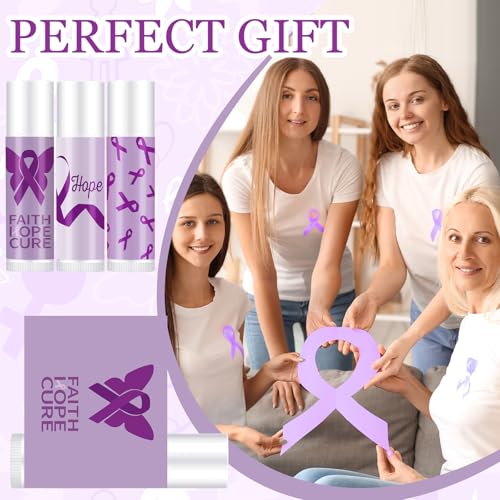 Breast Cancer Awareness Lip Balm Set with Keychains - Purple (18 Sets)
