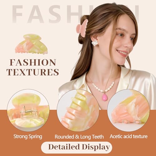 Multi Color 4 Pack Hair Clips for Women - Stylish Claw Clips