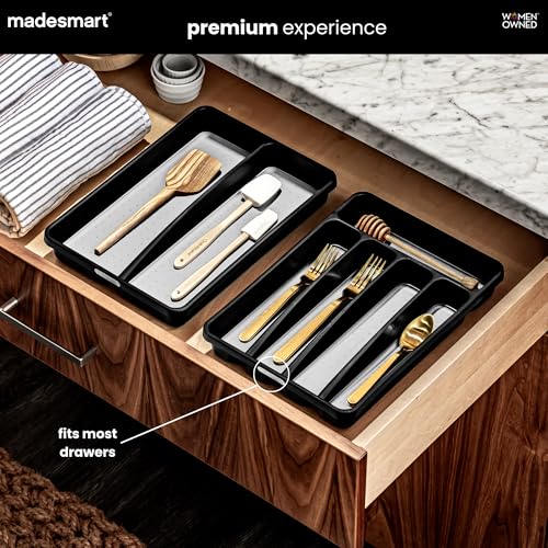 madesmart Classic Compact 5-Compartment Cutlery Tray - Carbon
