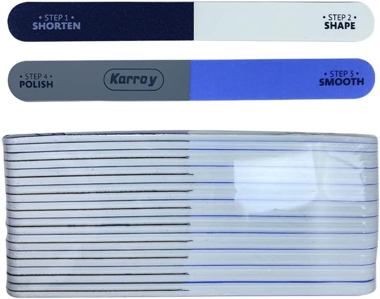 Nail File and Buffer Set - Dual-Sided 4-Step Nail Tools for Natural Nails | 20 Pieces