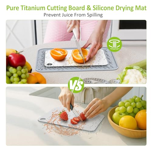 Rexspt 100% Pure Titanium Cutting Board - Double-Sided, Food-Grade