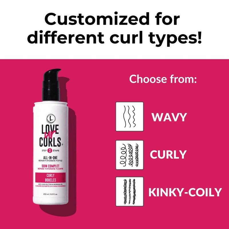 All in One Curl Cream Styler - Anti-Frizz Curling Cream for Curly Hair | Hydrate & Define with Shea Butter, 250mL