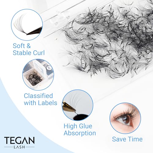 TEGAN LASH 600 Promade Fans 4D 0.07mm C Curl Mixed Length 9-14mm Extensions