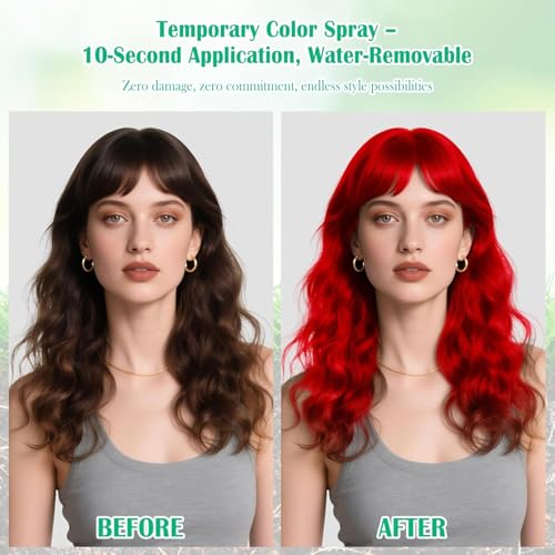 KOGEEYY Red Temporary Hair Color Spray 4.06 oz – Washable, Non-Sticky, Hair Styling for Kids, Women & Men (Independence Day/4th of July, Cosplay)
