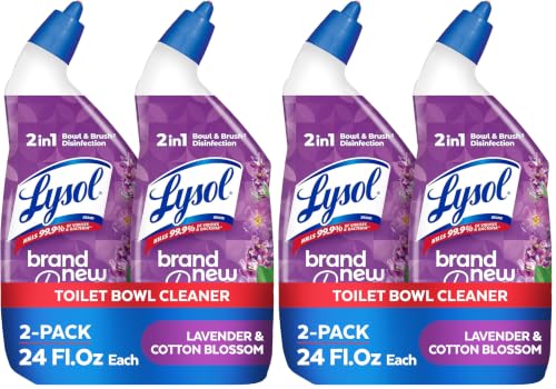 Lysol Lavender Toilet Bowl Cleaner Gel - Disinfecting & Septic Safe, 24 oz (Pack of 4)