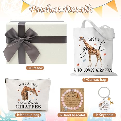 Keluna Giraffe Gift Set - Tote Bag, Makeup Pouch, Bracelet, and Keychain