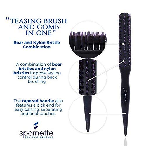 Spornette Little Wonder Boar Bristle Teasing Brush - Compact Styling Tool for All Hair Types