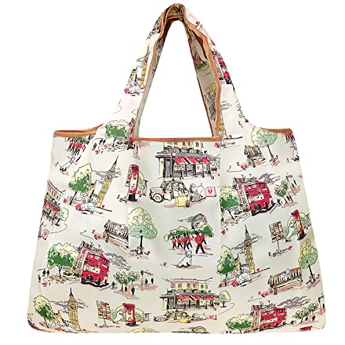 Large Foldable Nylon Reusable Grocery Tote Bag Set of 2