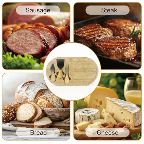 Mini Bamboo Charcuterie Board Set - 13x7.5 Inch with Cheese Knives
