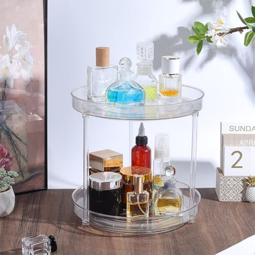 360 Rotating Perfume Organizer - 2-Tier Acrylic Cosmetic Storage Shelf