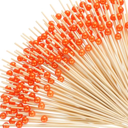 Reallnaive 300 Pcs Pearl Cocktail Picks - 4.7 Inch Bamboo Skewers