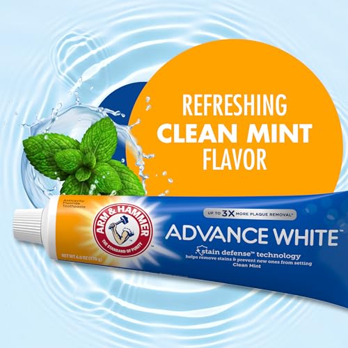 Arm & Hammer Advance White Toothpaste 4-Pack, Clean Mint, 6 oz Tubes - Whitening & Cavity Protection