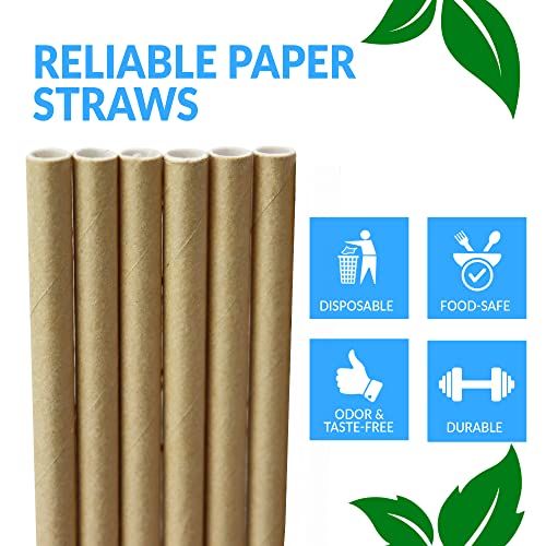Reli. 400 Pack Kraft Brown Paper Straws - Biodegradable & Disposable