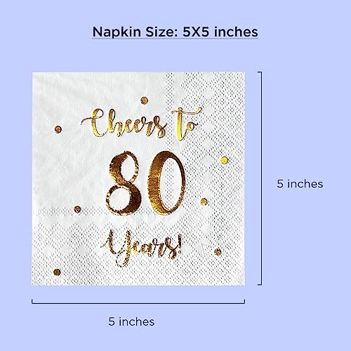 Cheers to 80 Years Cocktail Napkins - 50-Pack White 3-Ply