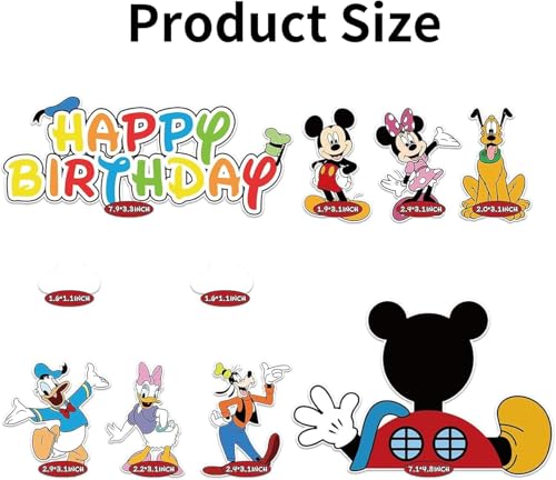 10-Piece Cartoon Birthday Cake Decoration Set with Topper