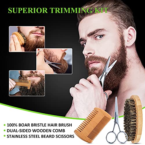 Men's 10-in-1 Beard Grooming Kit with Oil, Balm, Scissors & Storage Bag