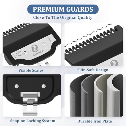 CR8GR8 Black Clipper Guards Set for Wahl & Universal Hair Clippers - 3 Pack