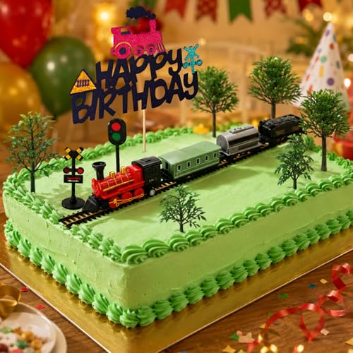 13-Piece Train Theme Cake Topper Set for Birthday Parties