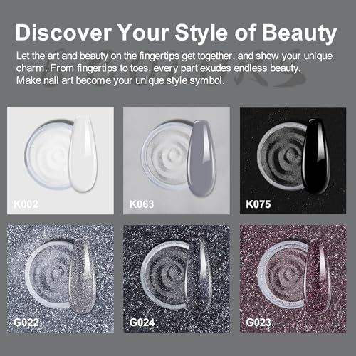 Eodci 6-Color Dip Powder Nail Kit with Base, Top Coat, and Activator