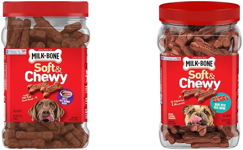 Milk-Bone Soft & Chewy Dog Treats - Real Beef & Filet Mignon Flavor | 25 Ounce Canister
