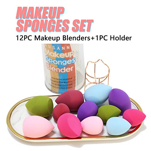 S USANN 12-Piece Makeup Sponge Set with Holder - Flawless Blending for All Cosmetics