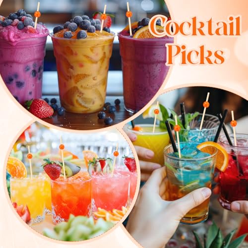 Reallnaive 300 Pcs Pearl Cocktail Picks - 4.7 Inch Bamboo Skewers