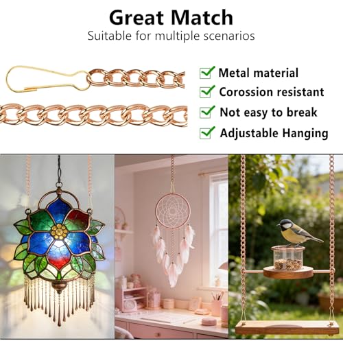 SANGLE SOPFFY Gold Metal Stained Glass Hanging Chain Kit - 4PC, 30 Inch