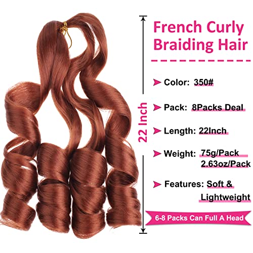 Union Beauty 22 Inch French Curly Braiding Hair, Ginger Synthetic Extensions