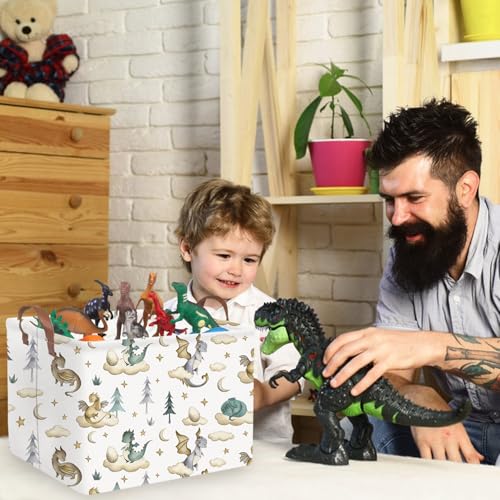 Cute Dinosaur Storage Basket for Kids - Rectangular Laundry Bin