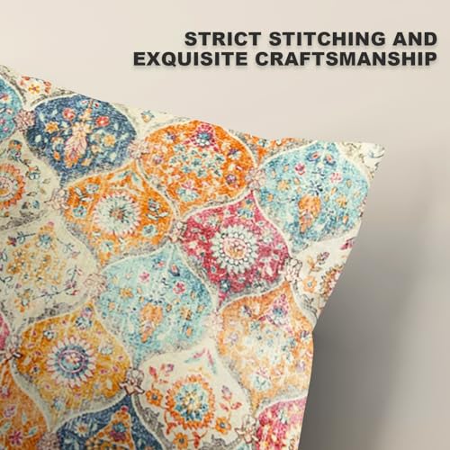 Boho Throw Pillow Covers 16x16 Inch Set of 2 - Soft Decorative Cushion Cases
