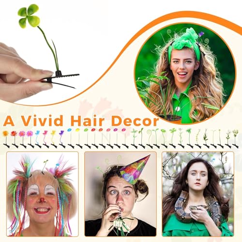 20PC Mixed Bean Sprout Hair Clips - Cute Festival Accessories