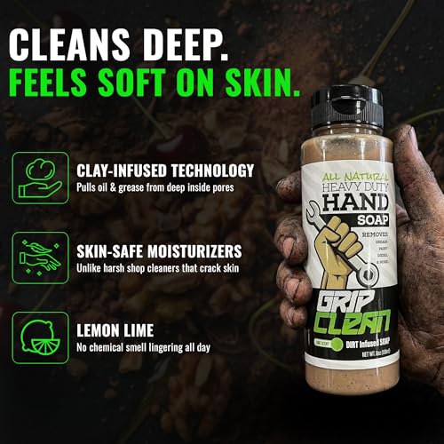 Grip Clean Heavy Duty Hand Cleaner for Mechanics - 8 Oz Pumice Soap