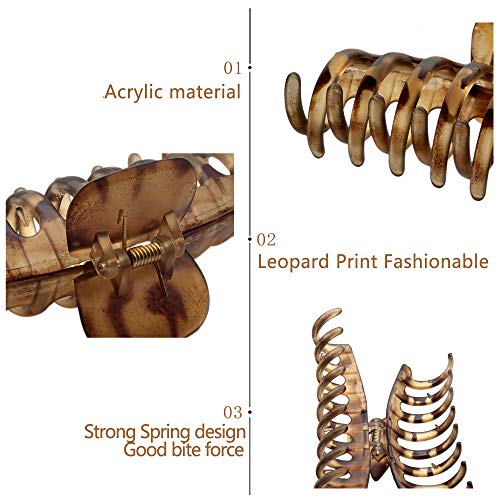 OWIIZI Large 4.3" Hair Claw Clips - Matte Leopard Design (Style 2)
